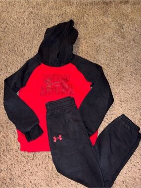 Under Armour Black and Red Hooded Sweatshirt